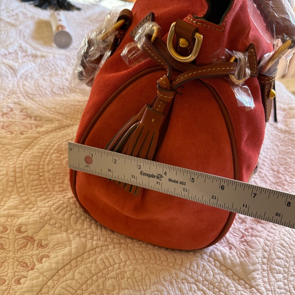 Dooney & Bourke Tomato Red Suede Leather Florentine Satchel - Picture 12 of 12